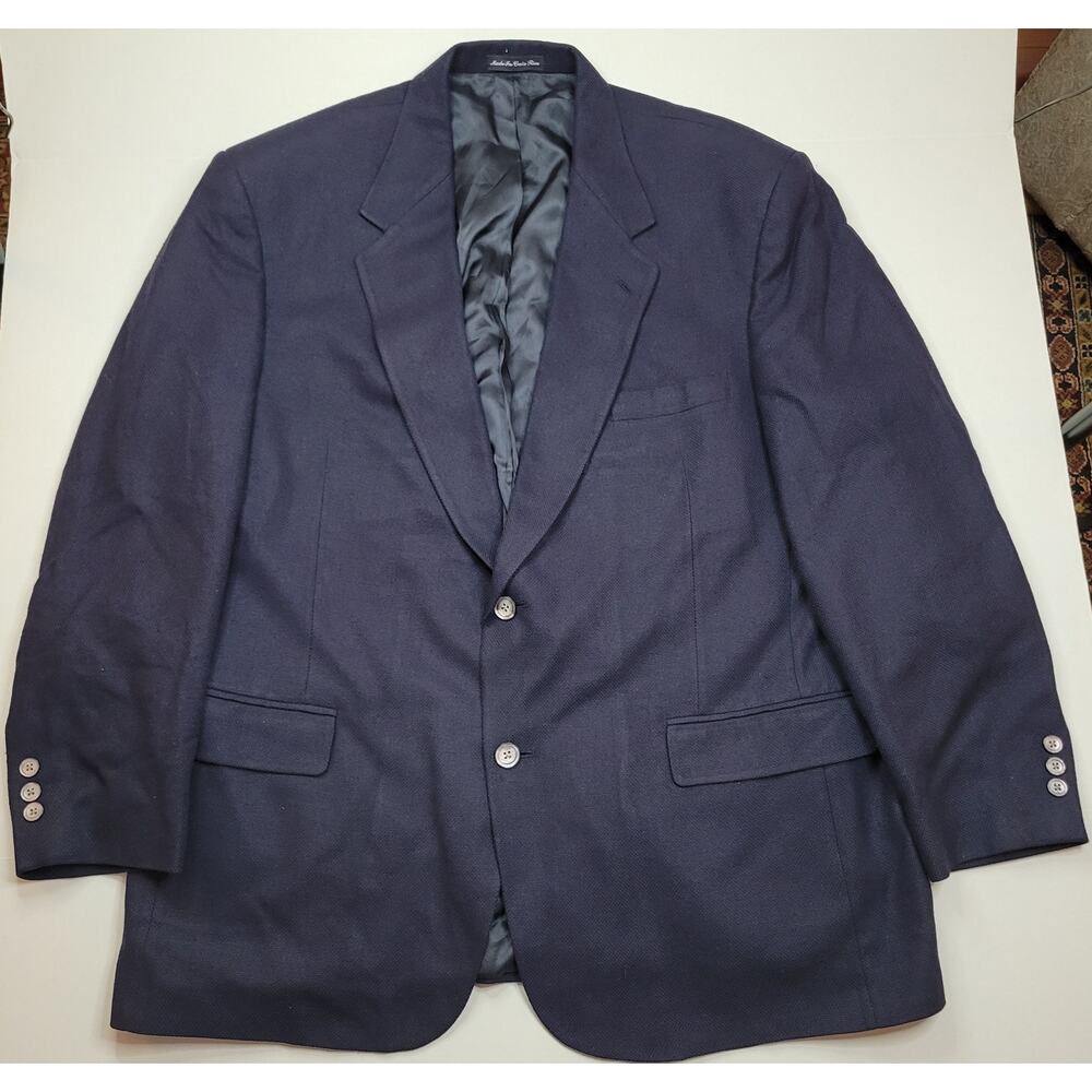 EVAN PICONE 100% Silk Navy Sport Coat Suit Blazer 2 Button Single Vent Macys 46